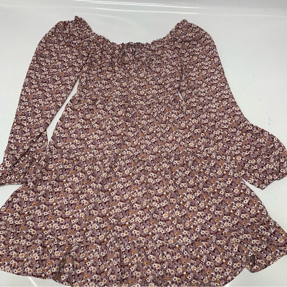 No Comment Purple Dress Small  Empire Ruffle Key Hole‎ Cinch Tie Neckline Fairy - Picture 5 of 10